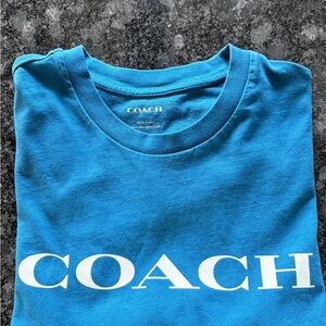 Coach Turquoise Tee with White Logo